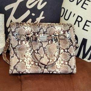 Michael Kors Hamilton Whipped Python snakeskin bag purse $519.99 w/tags